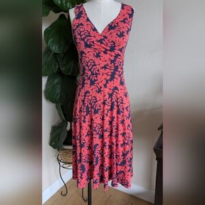 Boden Pink and Navy Midi Dress